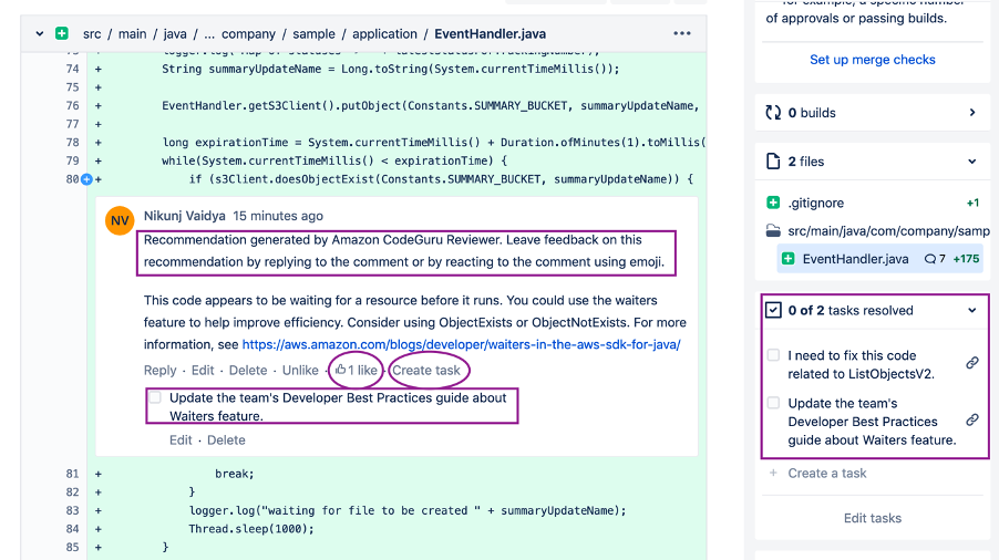 Amazon CodeGuru Reviewer features