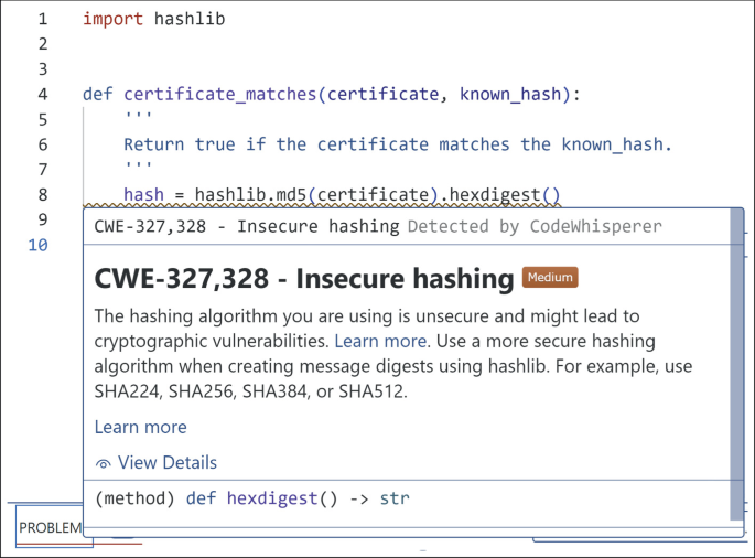 Amazon CodeWhisperer Security Scan